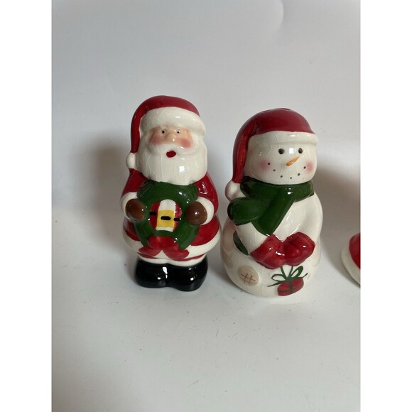 Christmas Salt and Pepper Shakers Lot, Santa Snowman, 2 Sets Vintage Rare - Picture 2 of 14